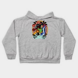 colorful digital waterfalls art Kids Hoodie